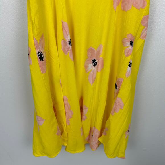 Zara Womens Skater Babydoll Sleeveless Yellow/Pink Floral Mini Dress Medium - Picture 6 of 11